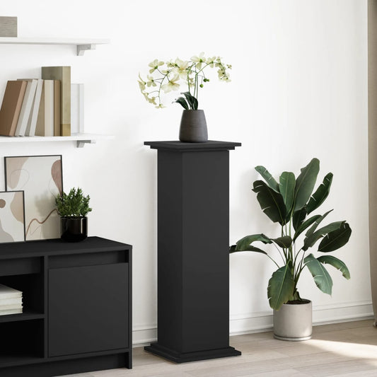 Blomsterstativ Pidestall med oppbevaring Svart 31x30x90 cm