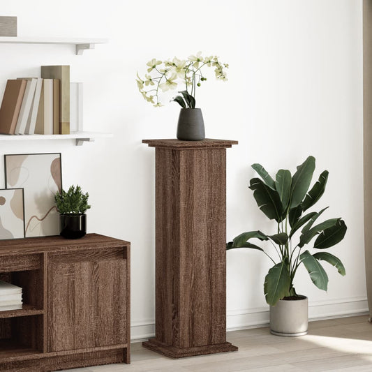 Blomsterstativ Pidestall med oppbevaring Brun Eik 31x30x90 cm