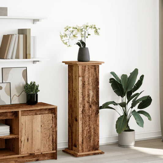 Blomsterstativ Pidestall med oppbevaring Gammelt Tre 31x30x90cm