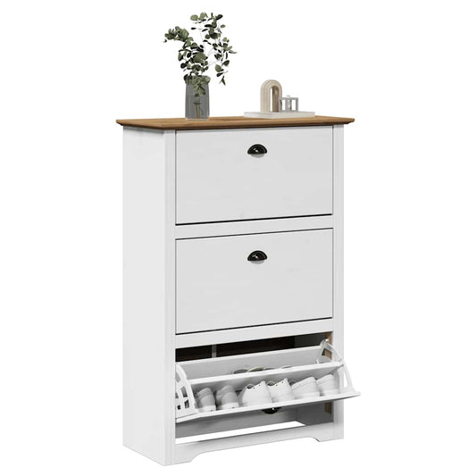 Skoskap Skohylle Skobenk Brun BODO hvit og 80x35x118 cm