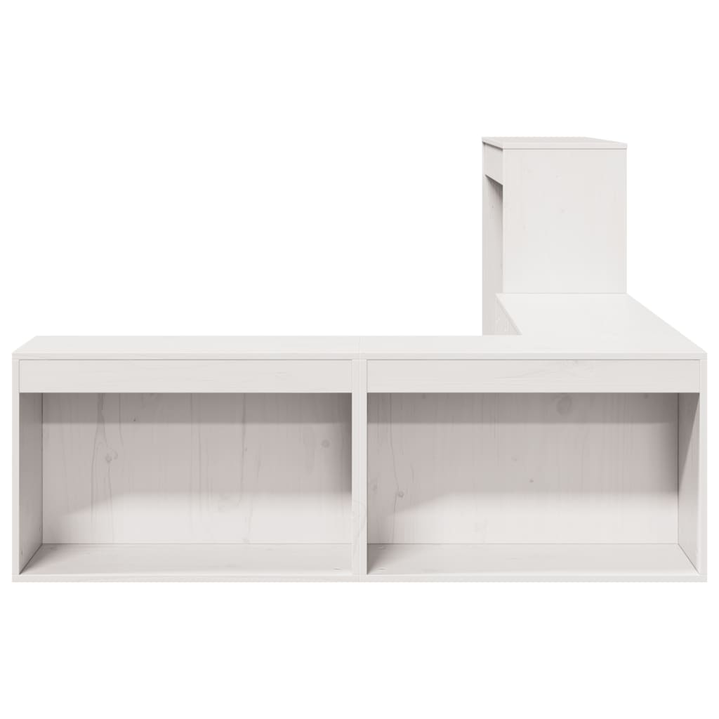 Nattbord Sengbord Hvit med skrivebord 232x122x75 cm heltre furu