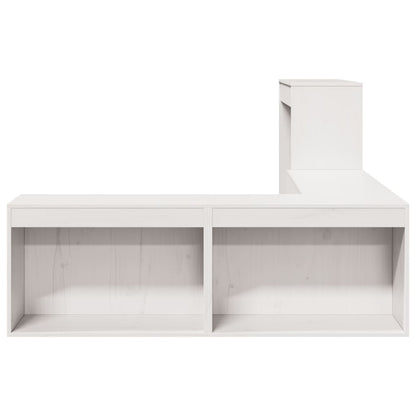 Nattbord Sengbord Hvit med skrivebord 232x122x75 cm heltre furu
