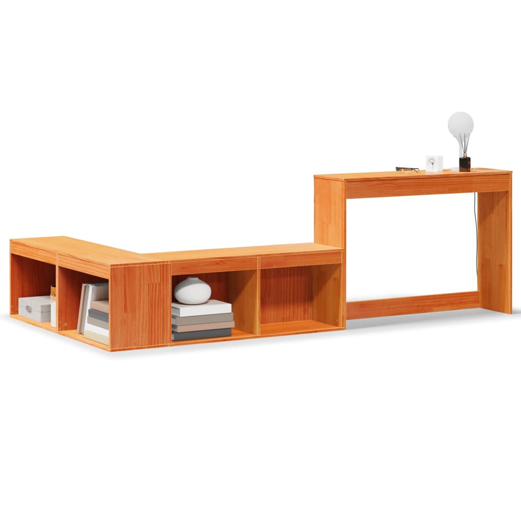 Nattbord Sengbord Tre voksbrun med skrivebord 222x122x75 cm heltre furu