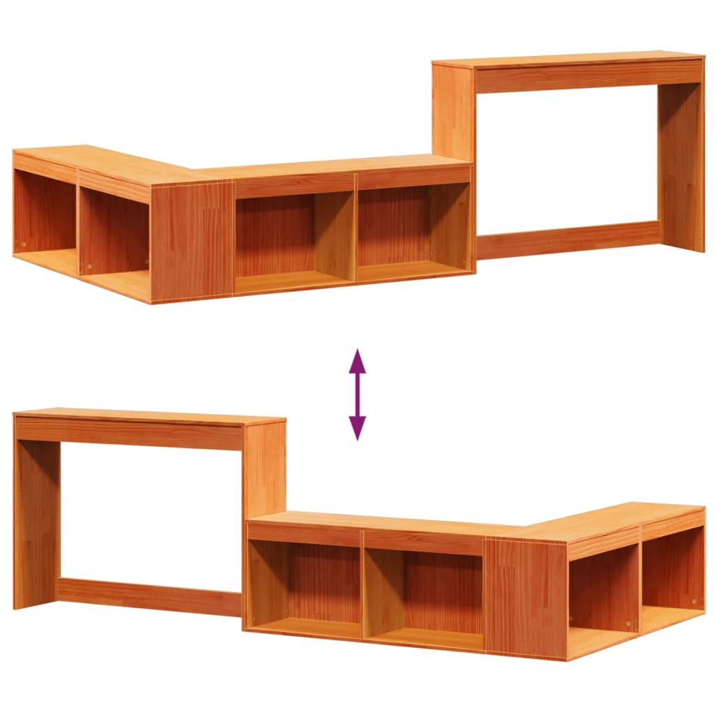 Nattbord Sengbord Tre voksbrun med skrivebord 222x122x75 cm heltre furu