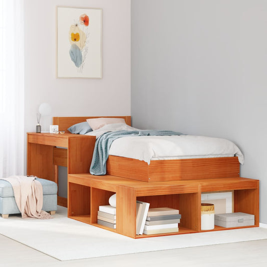 Nattbord Sengbord Tre voksbrun med skrivebord 222x122x75 cm heltre furu