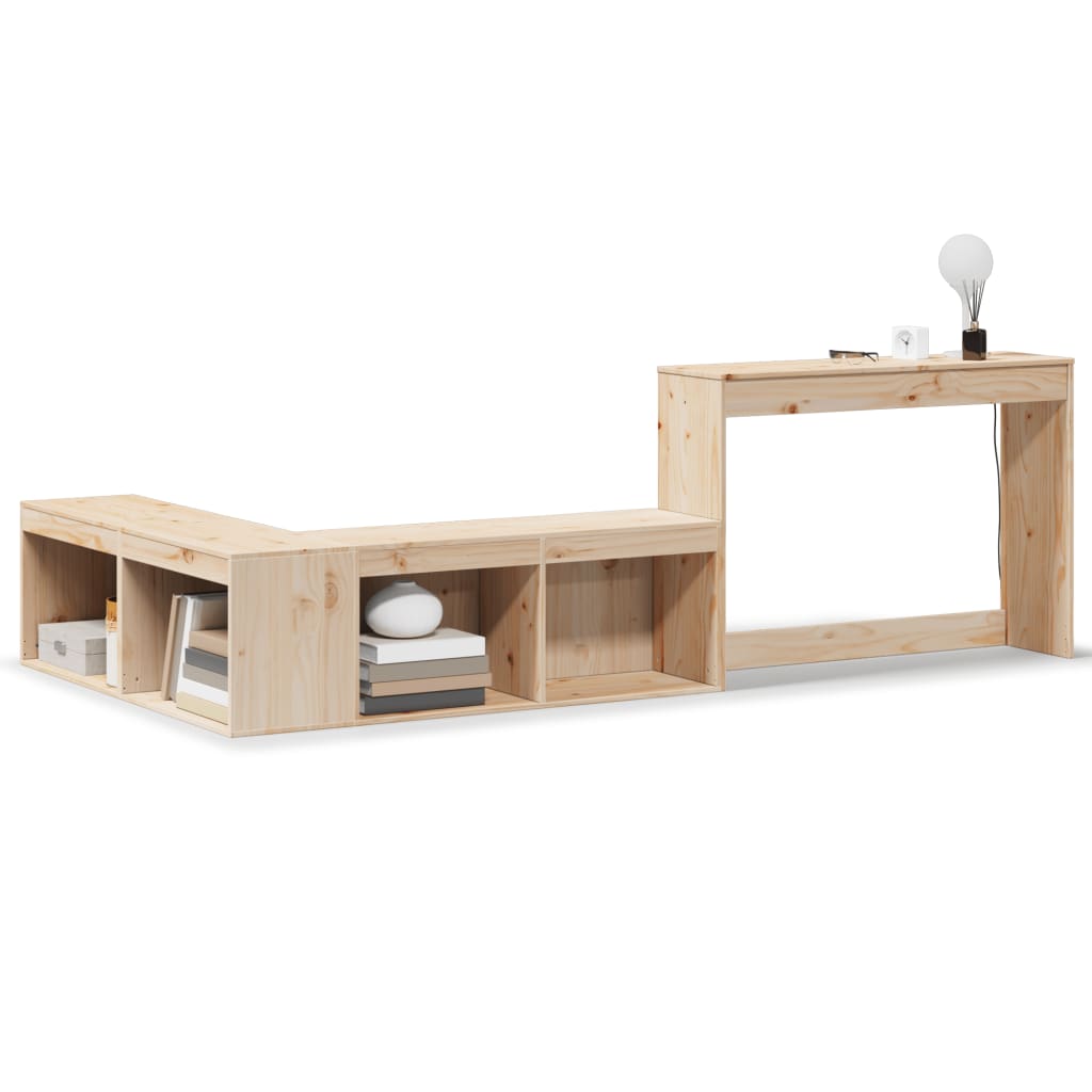 Nattbord Sengbord Tre heltre furu med skrivebord 222x107x75 cm