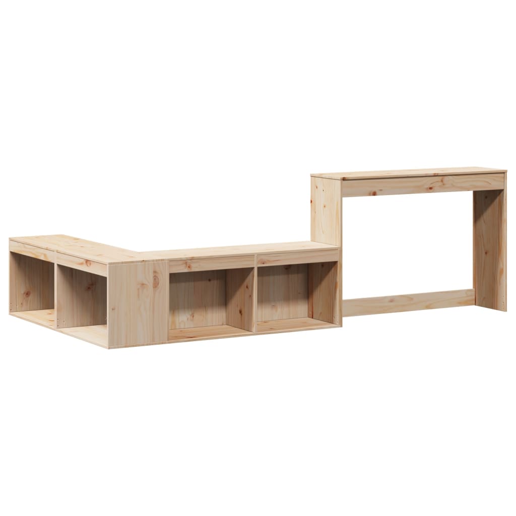 Nattbord Sengbord Tre heltre furu med skrivebord 222x107x75 cm