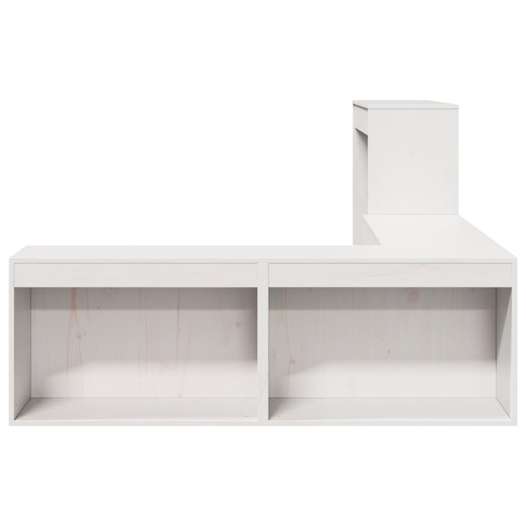 Nattbord Sengbord Hvit med skrivebord 222x107x75 cm heltre furu