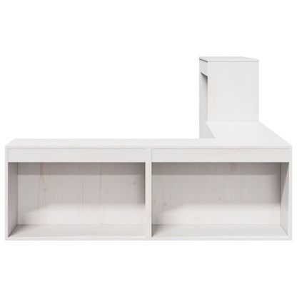 Nattbord Sengbord Hvit med skrivebord 222x107x75 cm heltre furu