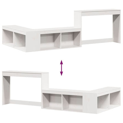 Nattbord Sengbord Hvit med skrivebord 222x107x75 cm heltre furu