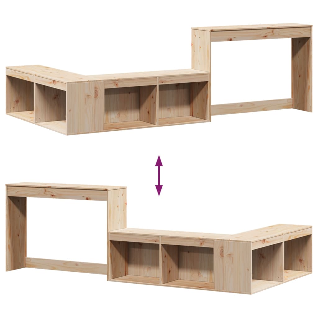 Nattbord Sengbord Tre heltre furu med skrivebord 232x112x75 cm
