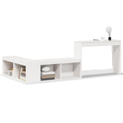 Nattbord Sengbord Hvit med skrivebord 232x112x75 cm heltre furu