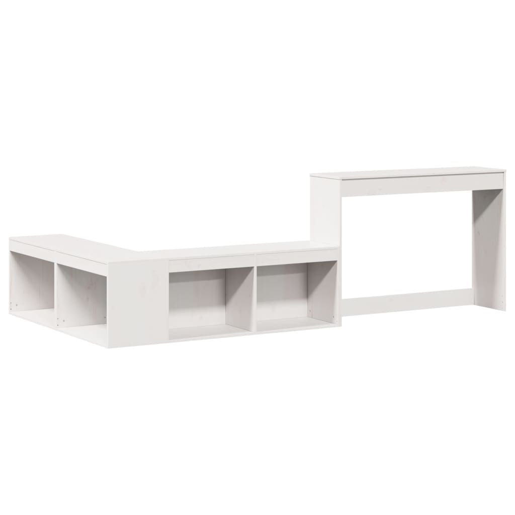 Nattbord Sengbord Hvit med skrivebord 232x112x75 cm heltre furu