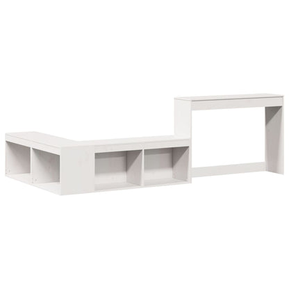 Nattbord Sengbord Hvit med skrivebord 232x112x75 cm heltre furu
