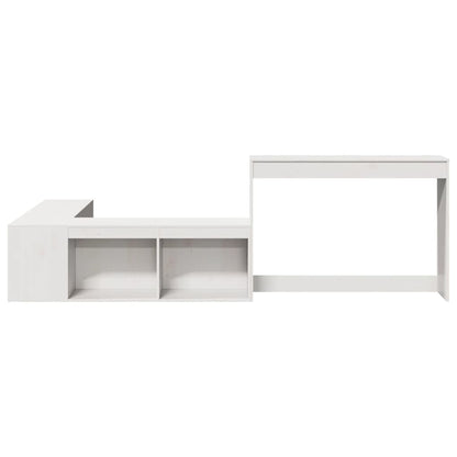 Nattbord Sengbord Hvit med skrivebord 232x112x75 cm heltre furu