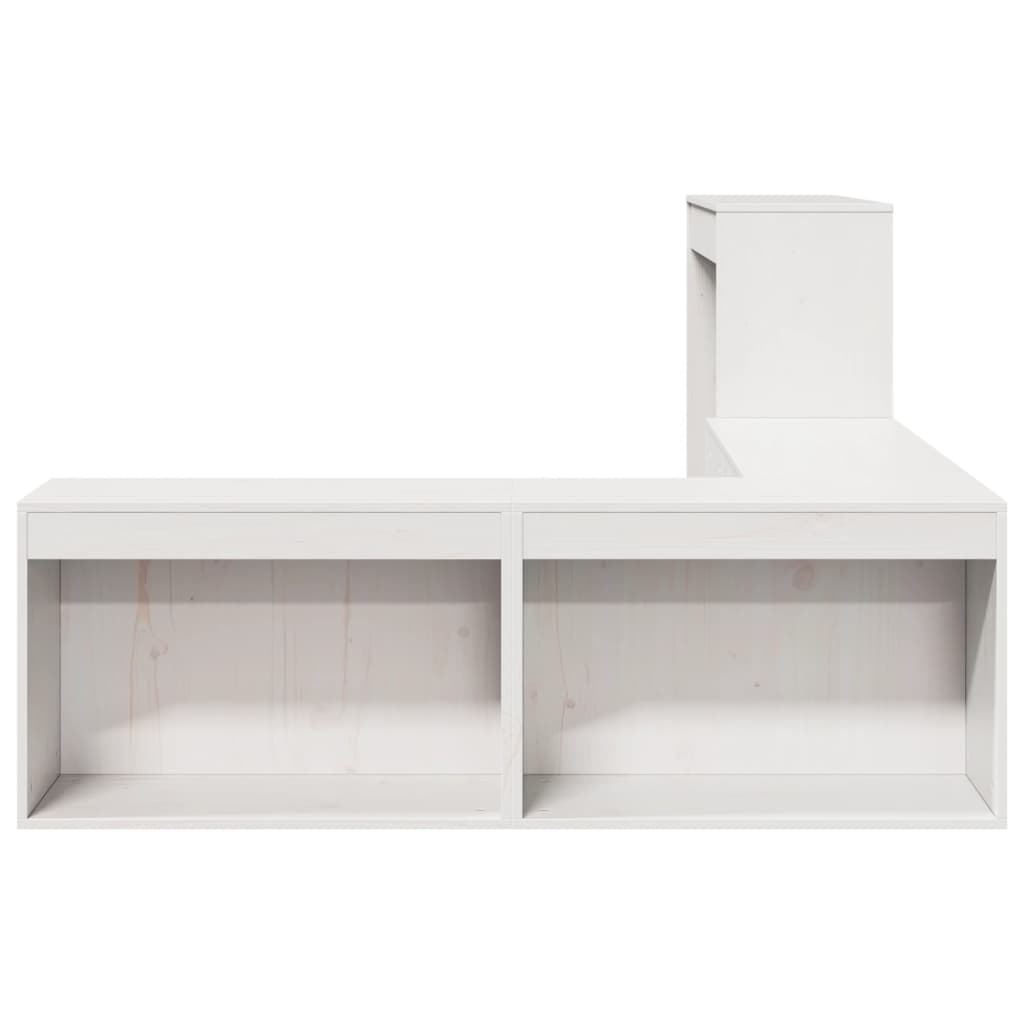 Nattbord Sengbord Hvit med skrivebord 232x112x75 cm heltre furu