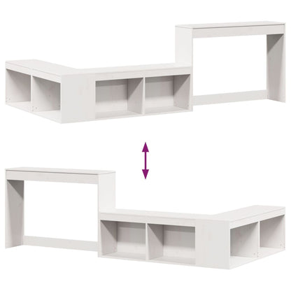 Nattbord Sengbord Hvit med skrivebord 232x112x75 cm heltre furu