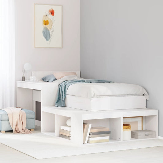 Nattbord Sengbord Hvit med skrivebord 232x112x75 cm heltre furu