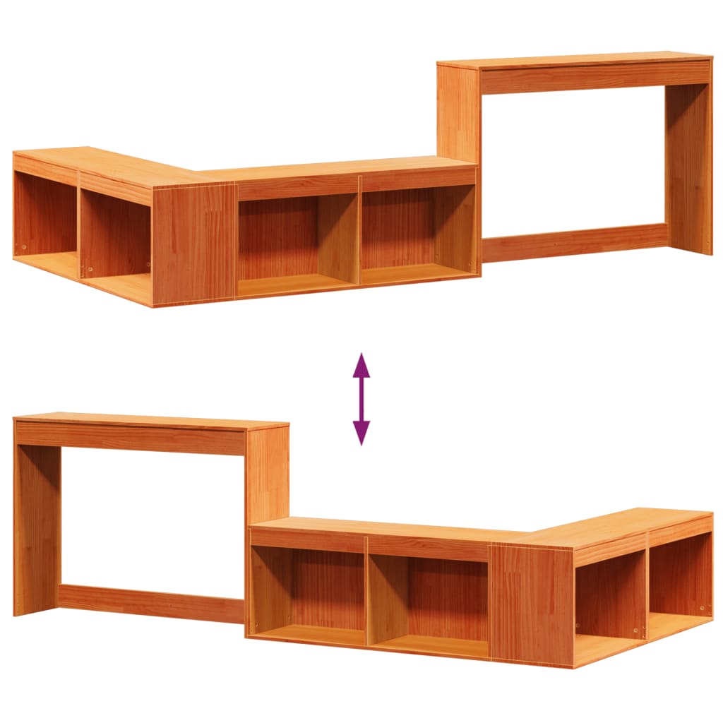 Nattbord Sengbord Tre voksbrun med skrivebord 232x112x75 cm heltre furu