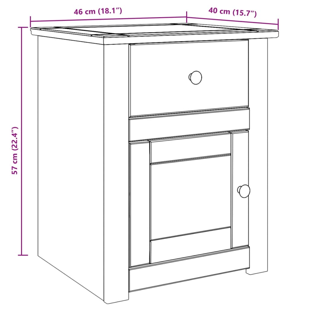 Nattbord Sengbord Tre heltre furu Panama 46x40x57 cm