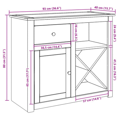 Skjenk Tre med skuffer Panama 93x40x80 cm heltre furu