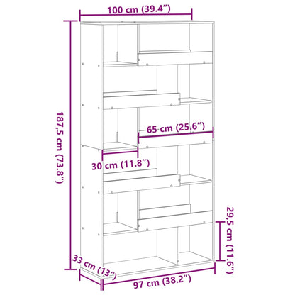 Bokhylle Sonoma Eik 100x33x187,5 cm