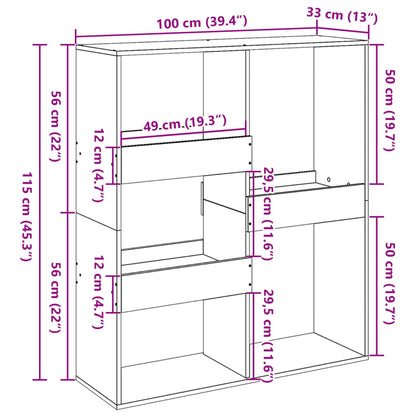 Bokhylle Svart 100x33x115 cm