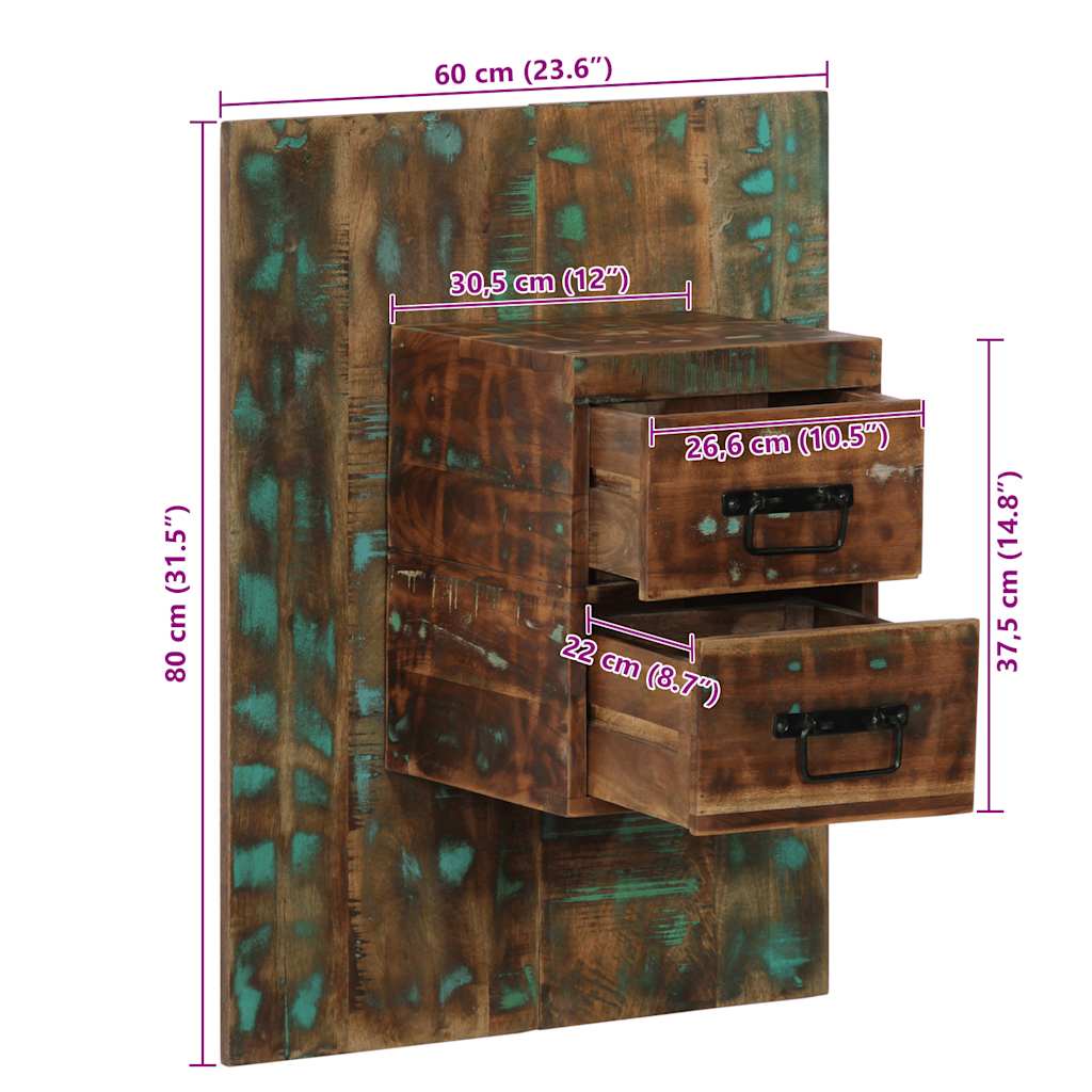 Nattbord Sengbord Tre Gjenvunnet Heltre flerfarget 60x32x80 cm