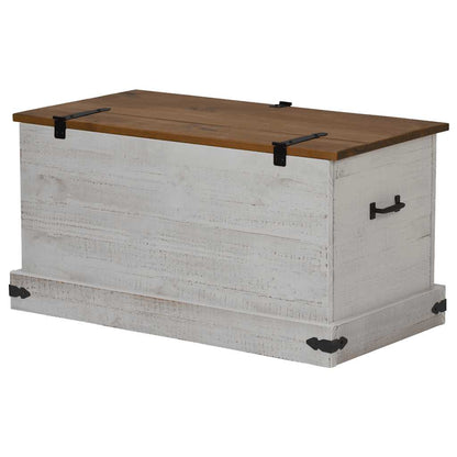 Oppbevaringskiste HALDEN Hvit 91x48x47 cm heltre furu