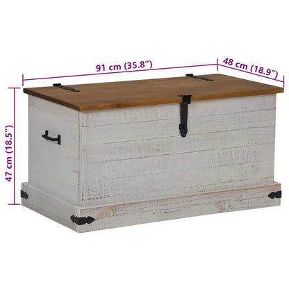 Oppbevaringskiste HALDEN Hvit 91x48x47 cm heltre furu