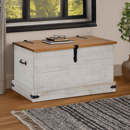 Oppbevaringskiste HALDEN Hvit 91x48x47 cm heltre furu