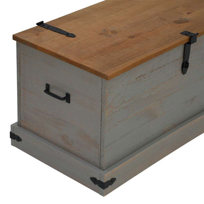 Oppbevaringskiste HALDEN Grå 91x48x47 cm heltre furu