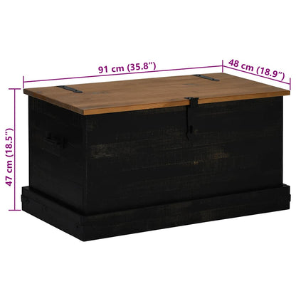 Oppbevaringskiste HALDEN Svart 91x48x47 cm heltre furu