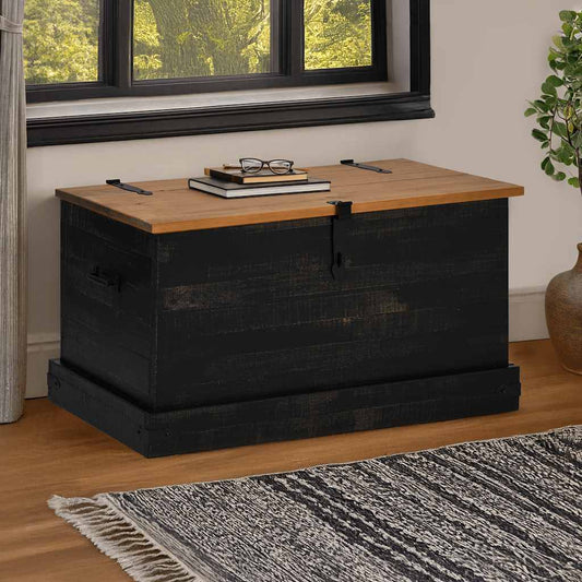 Oppbevaringskiste HALDEN Svart 91x48x47 cm heltre furu