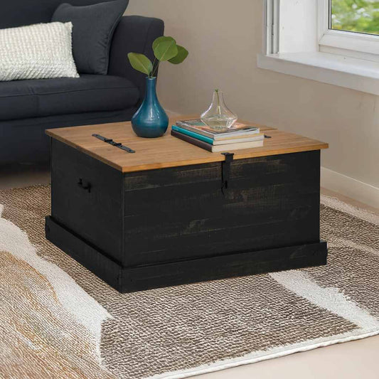 Oppbevaringskiste HALDEN Svart 91x91x47 cm heltre furu
