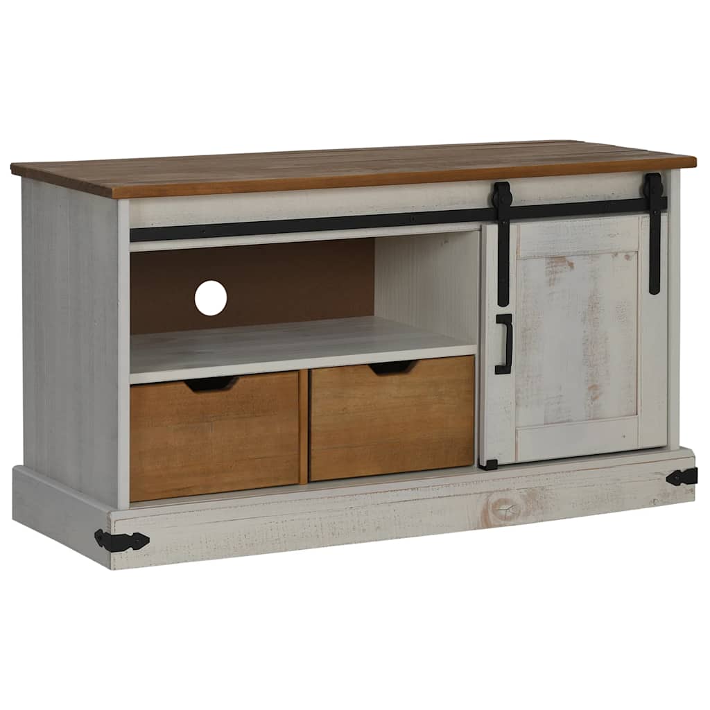 TV-Møbel Hvit TV-skap HALDEN med skyvedør 110x40x60 cm heltre