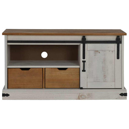 TV-Møbel Hvit TV-skap HALDEN med skyvedør 110x40x60 cm heltre