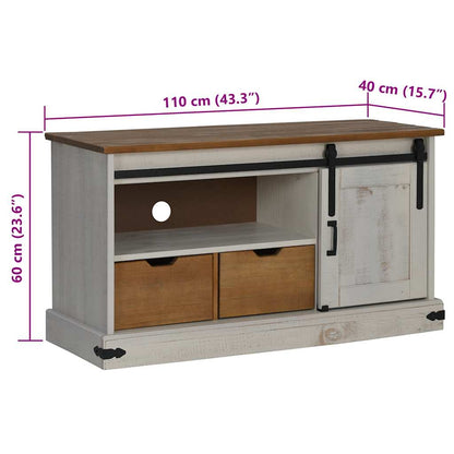 TV-Møbel Hvit TV-skap HALDEN med skyvedør 110x40x60 cm heltre