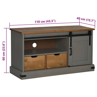 TV-Møbel Grå TV-skap HALDEN med skyvedør 110x40x60 cm heltre