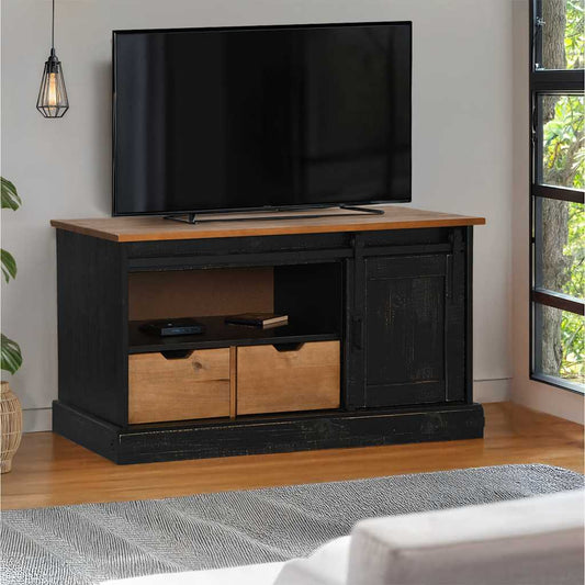 TV-Møbel Svart TV-skap HALDEN med skyvedør 110x40x60 cm heltre