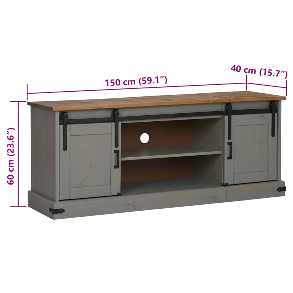 TV-Møbel Grå TV-skap HALDEN med 2 skyvedører 150x40x60 cm heltre