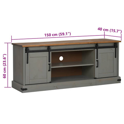 TV-Møbel Grå TV-skap HALDEN med 2 skyvedører 150x40x60 cm heltre