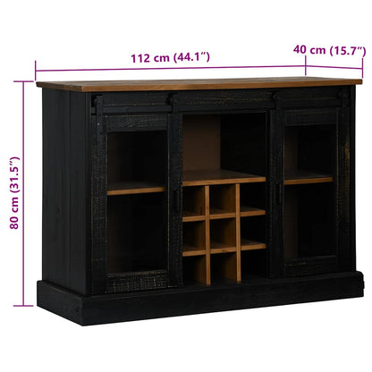 Skjenk Svart HALDEN med 2 skyvedører 112x40x80 cm heltre