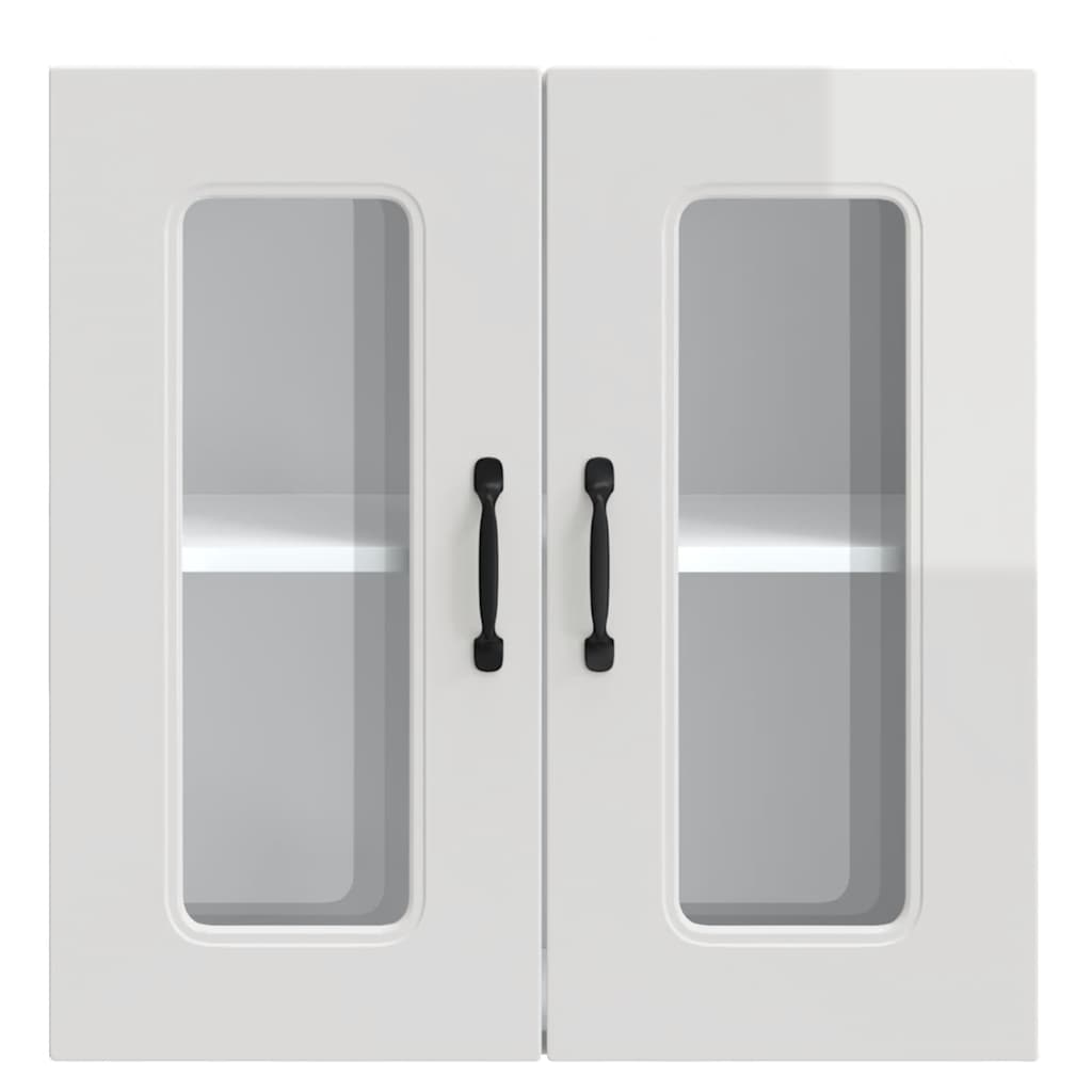 Kjøkkeninnredning Overskap Høyglans Hvit med glassdør