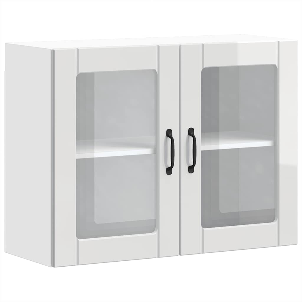 Kjøkkeninnredning Overskap Høyglans Hvit med glassdør