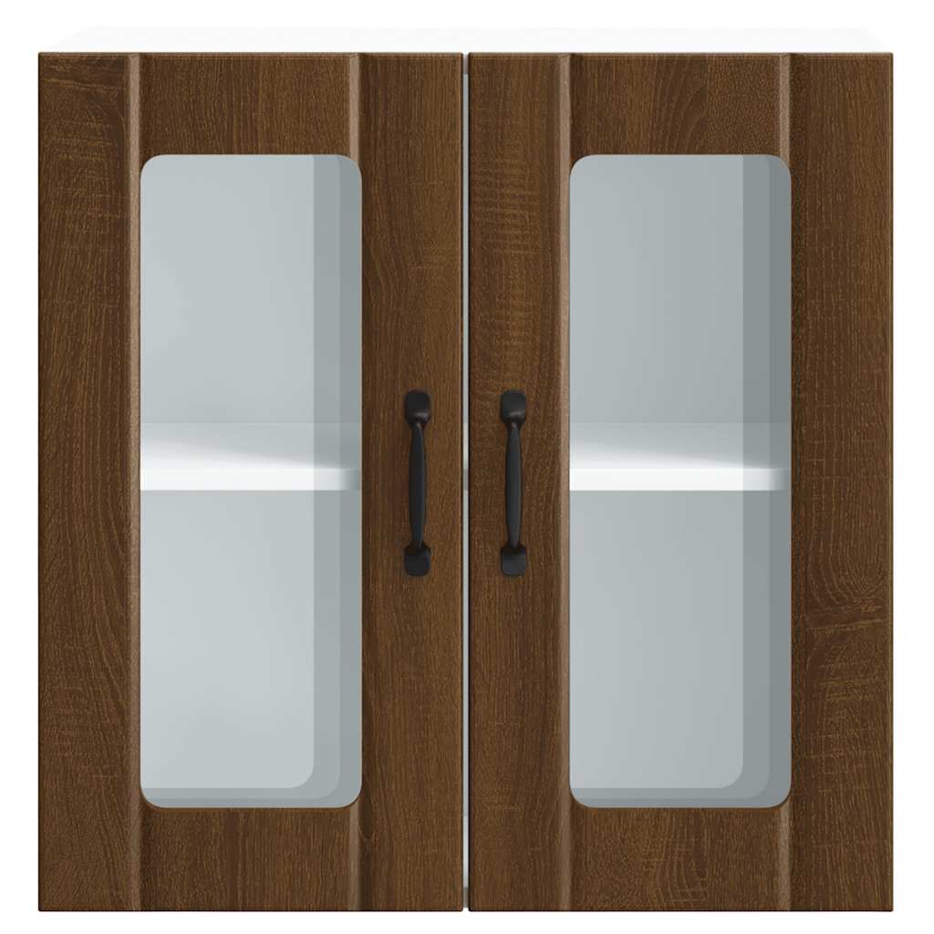 Kjøkkeninnredning Overskap veggskap med glassdør Lucca Brun eik