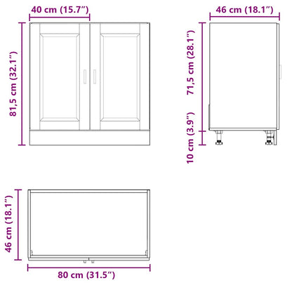 Kjøkkeninnredning Underskap Porto Høyglans Hvit 80x46x81,5 cm Vask