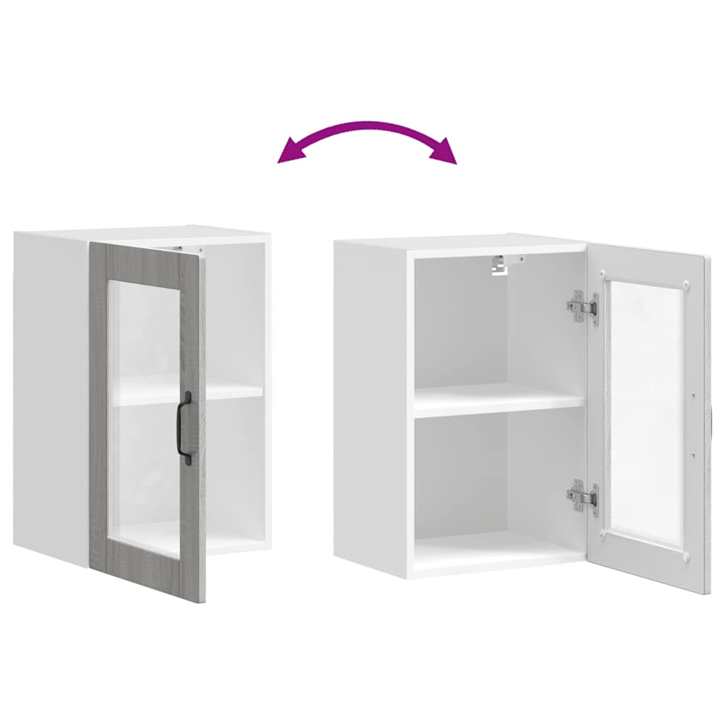 Kjøkkeninnredning Overskap med glassdør Porto Grå eik