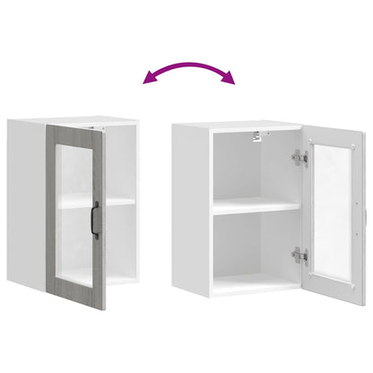 Kjøkkeninnredning Overskap med glassdør Porto Grå eik