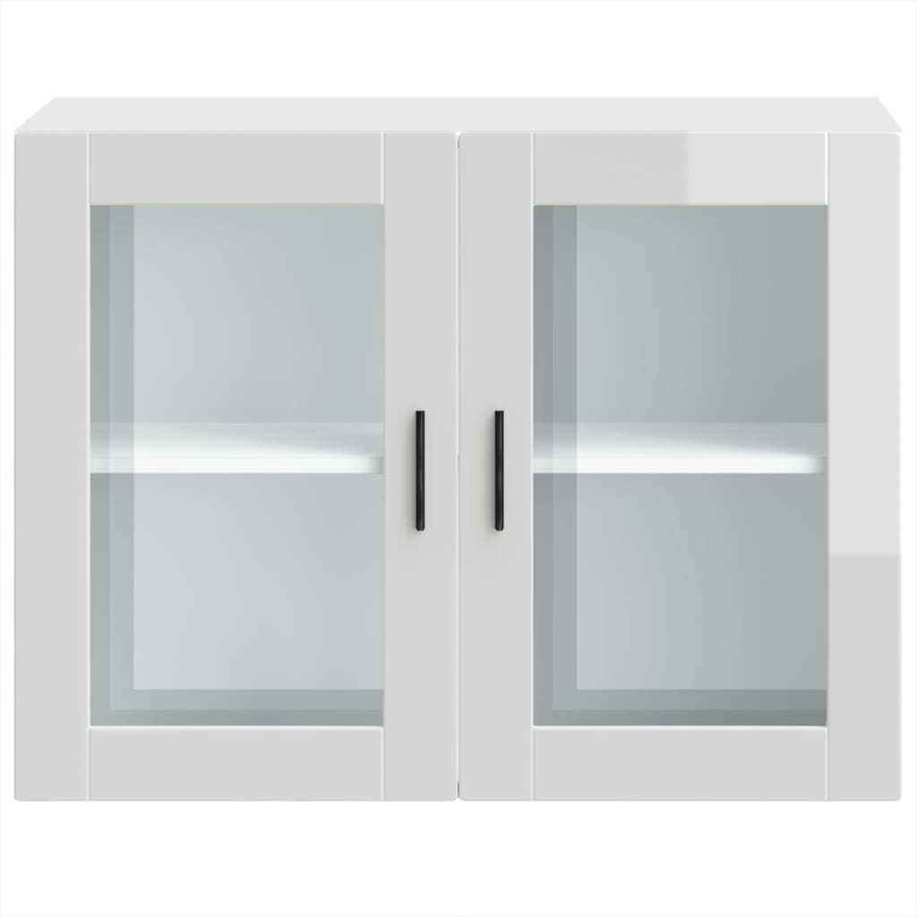 Kjøkkeninnredning Overskap Porto Høyglans Hvit med glassdør